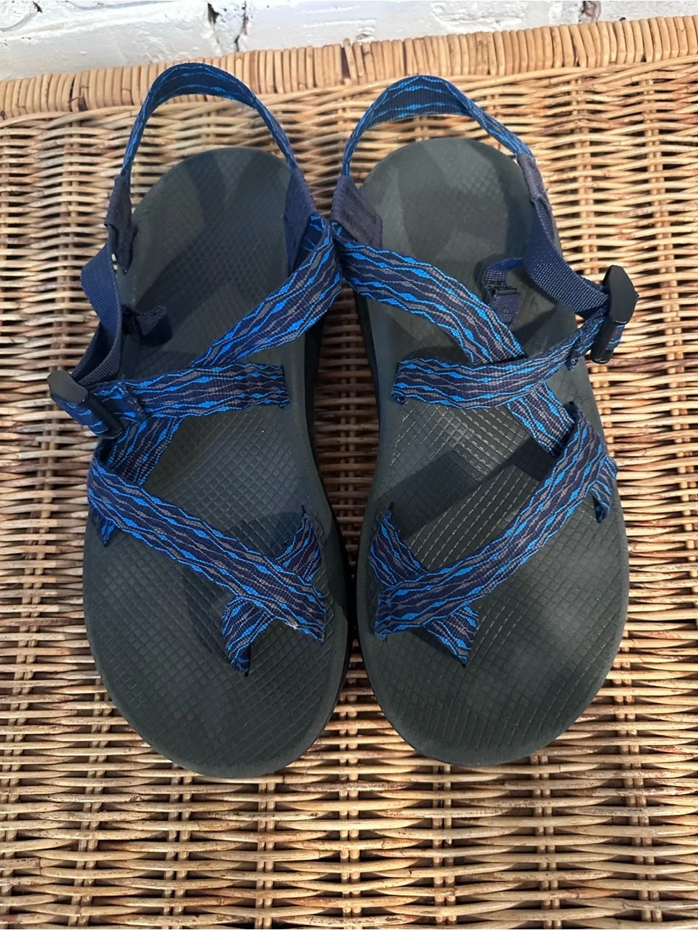 Chaco Men’s Black and Blue Hiking Casual Sandals Size 12